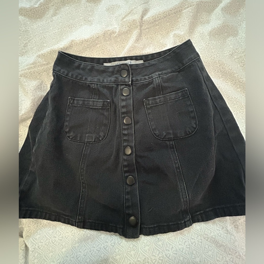 Brandy Melville Black denim Mini button skirt